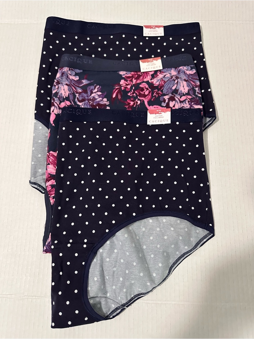 Cacique Polka Dot & Floral High-Waist Briefs - 3 Pack